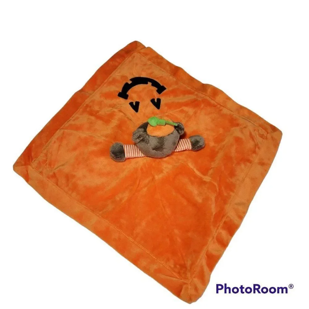 ‎Carters Halloween Baby Lovey Rattle Security Blanket Pumpkin Bear